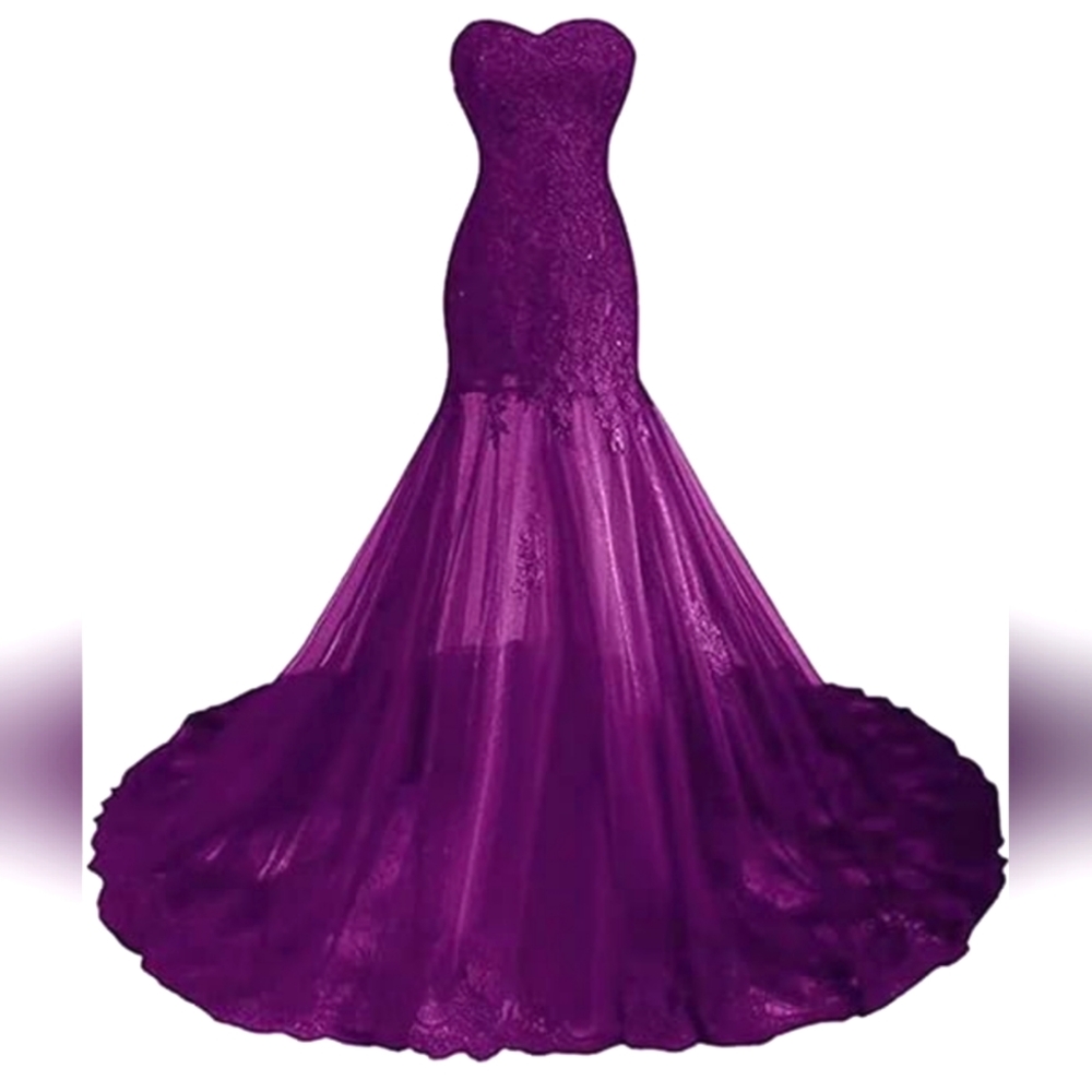 Elegant Strapless Sweetheart Purple Mermaid Prom Dress